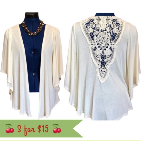 Lily White Top with Lace-Pattern on Back - Picture 1 of 7